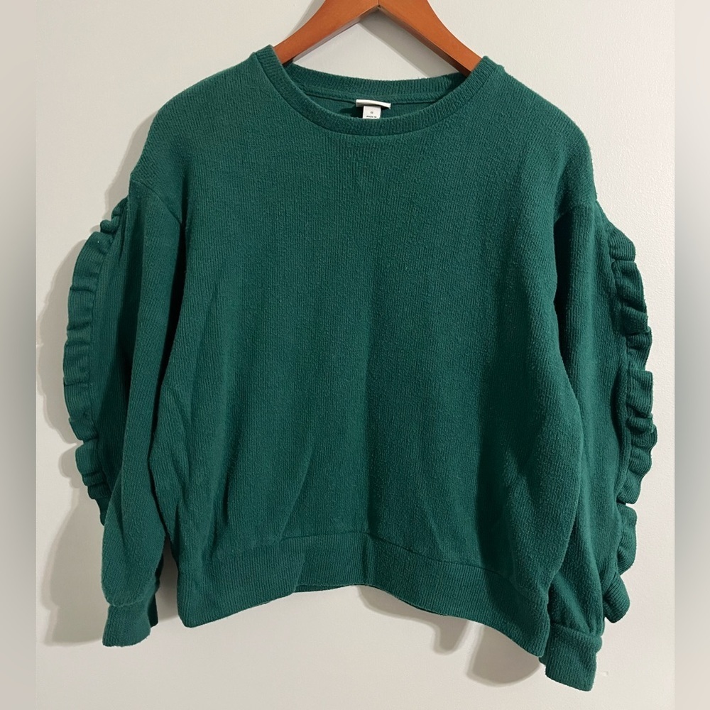 A New Day Green Ruffle Sleeve Sweater